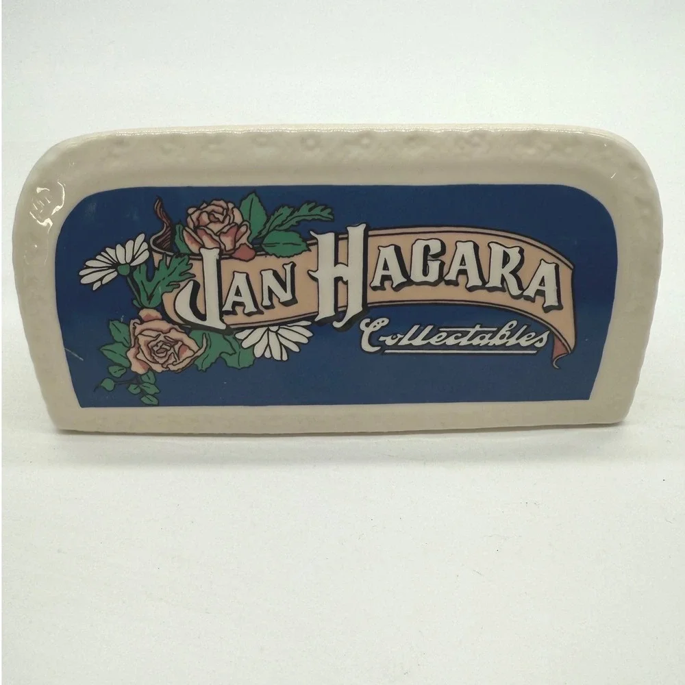 Jan Hagara Collectables Rose‎ Daisies Ceramic Vintage sign desk plaque